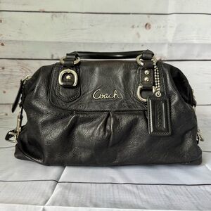 COACH Ashley Black Leather Convertible Satchel Bag
A1225-F15447 Strap included